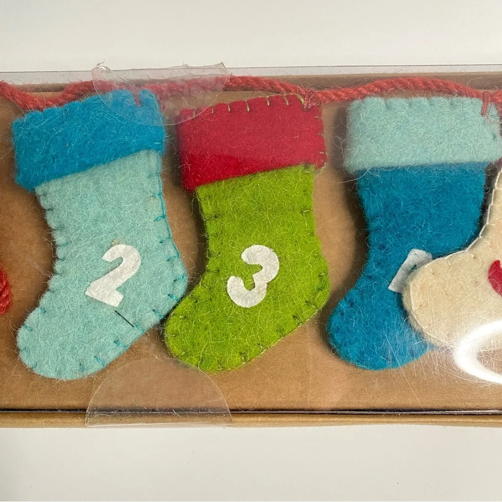 Queenwest Christmas Advent Calendar Garland Multicolored